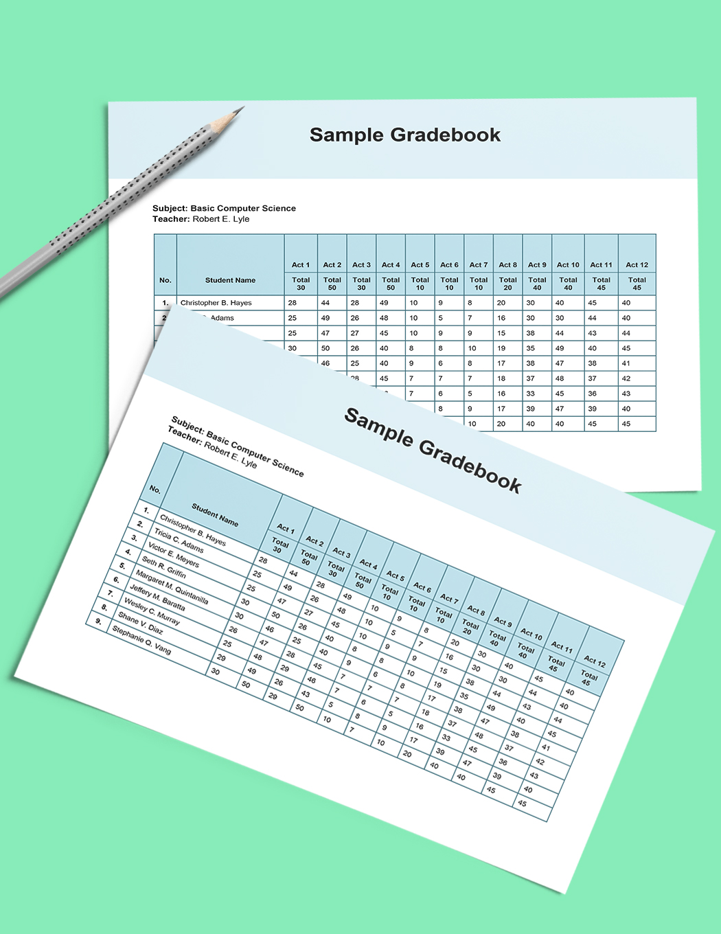 Sample Gradebook Template