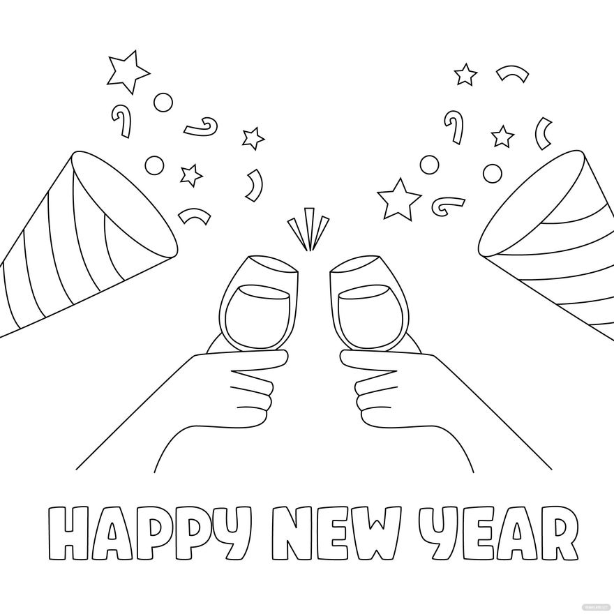 Easy New Year's Eve Drawing in Illustrator, PSD, EPS, SVG, JPG, PNG