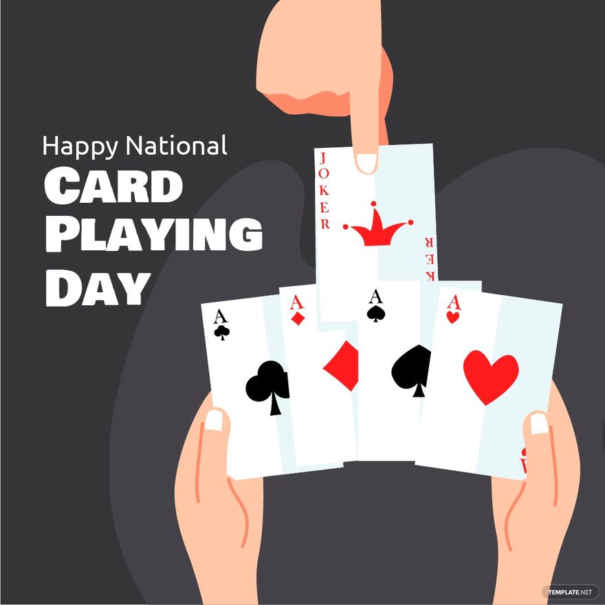 Free National Card Playing Day Cartoon Vector Download in Illustrator