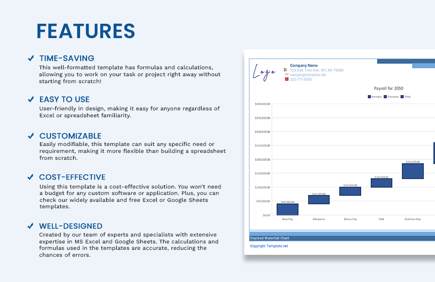 Stacked Waterfall Chart - Excel, Google Sheets | Template.net