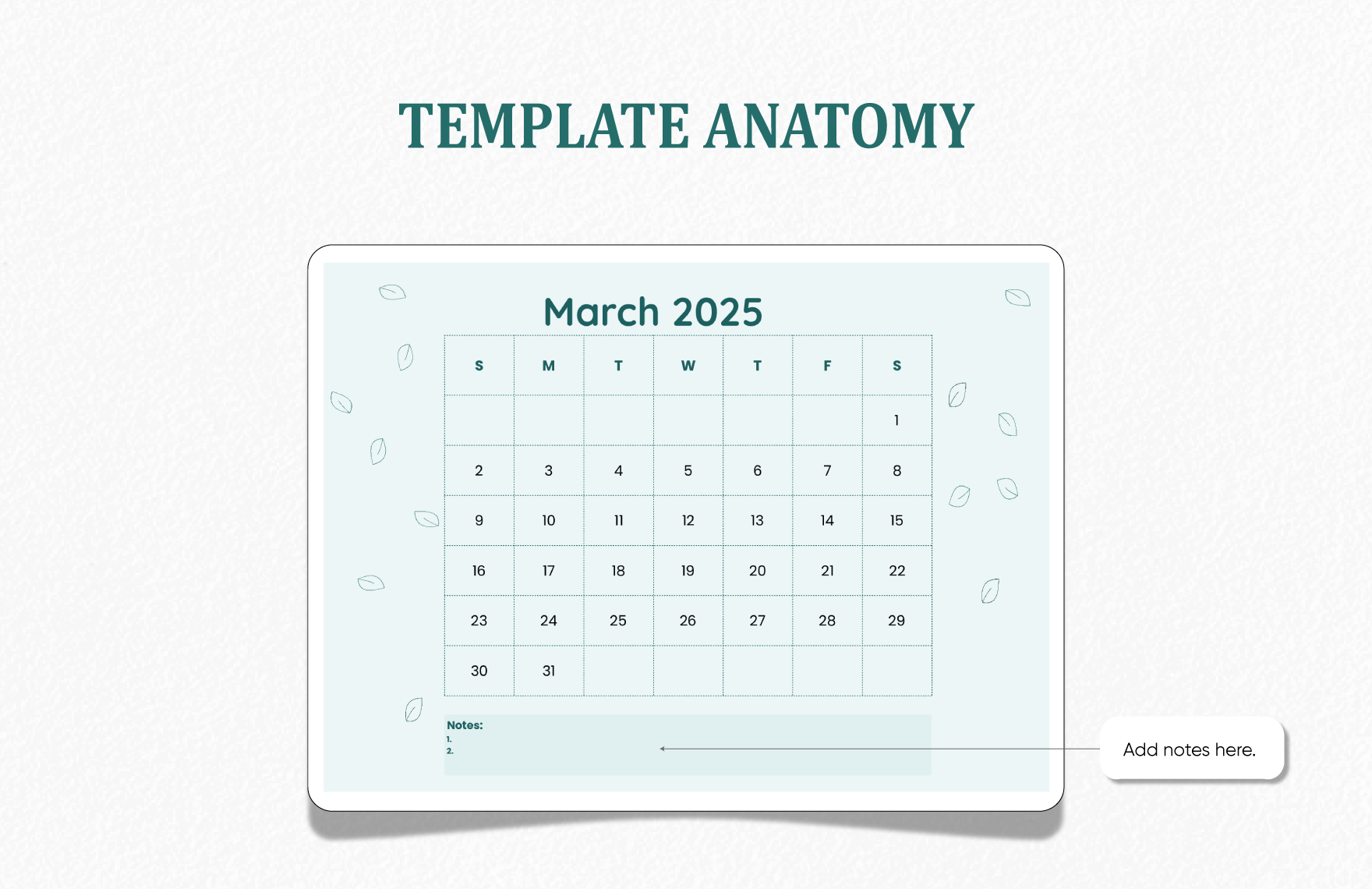 Blank March Calendar 2025