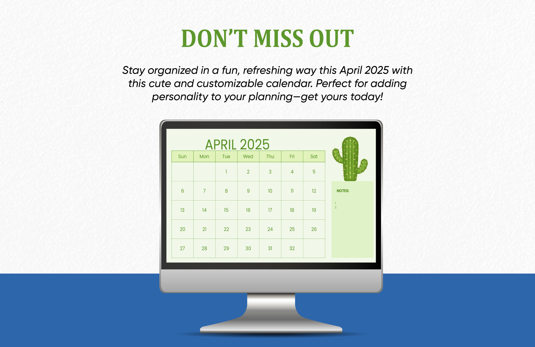 Blank April Calendar 2025