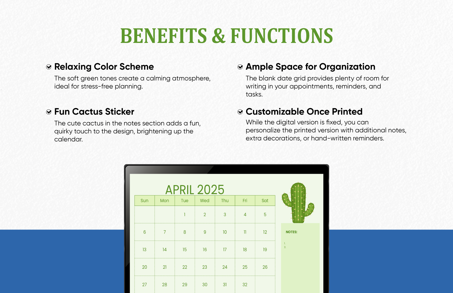 Blank April Calendar 2025