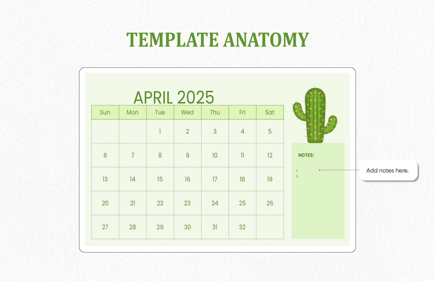 Blank April Calendar 2025