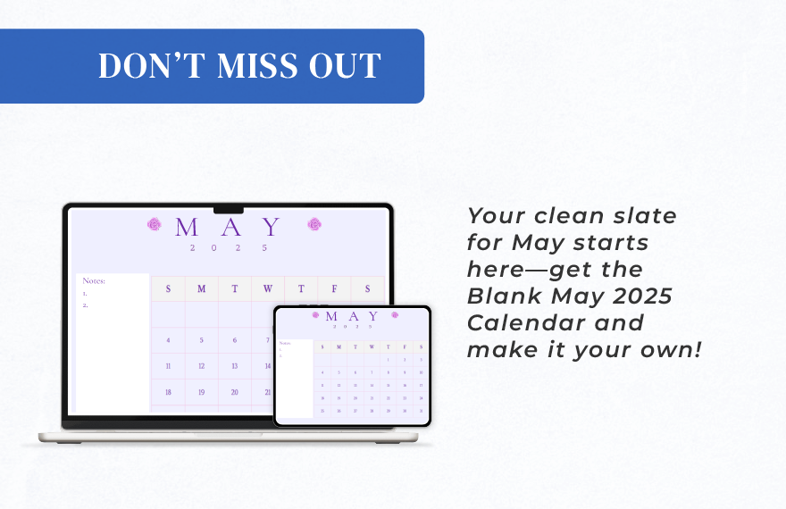 Blank May Calendar 2025