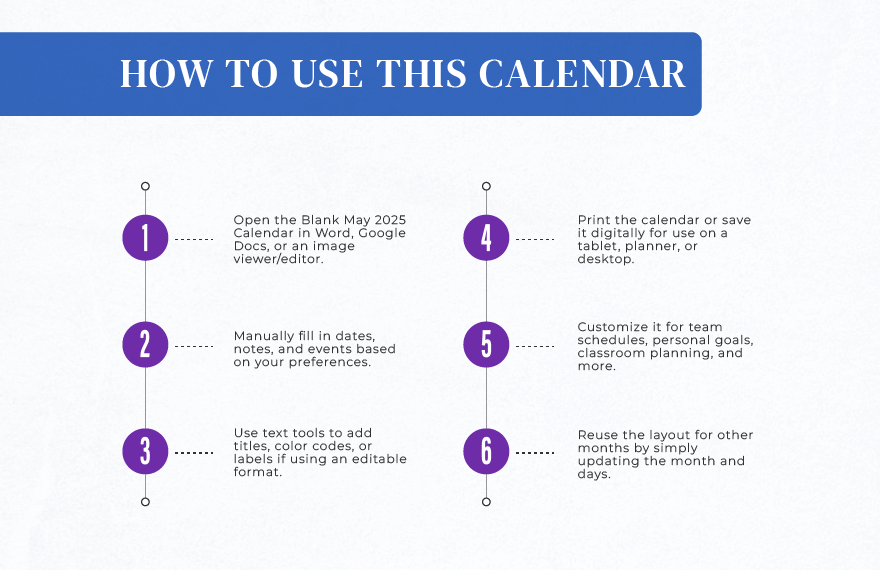 Blank May Calendar 2025