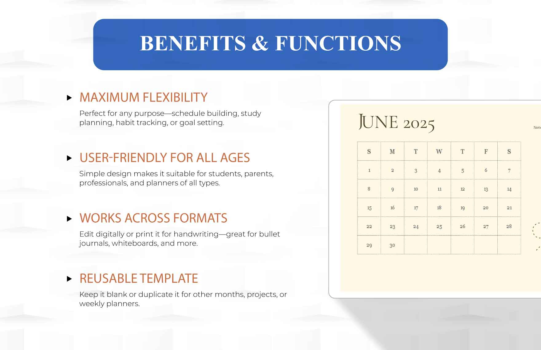 Blank June Calendar 2025