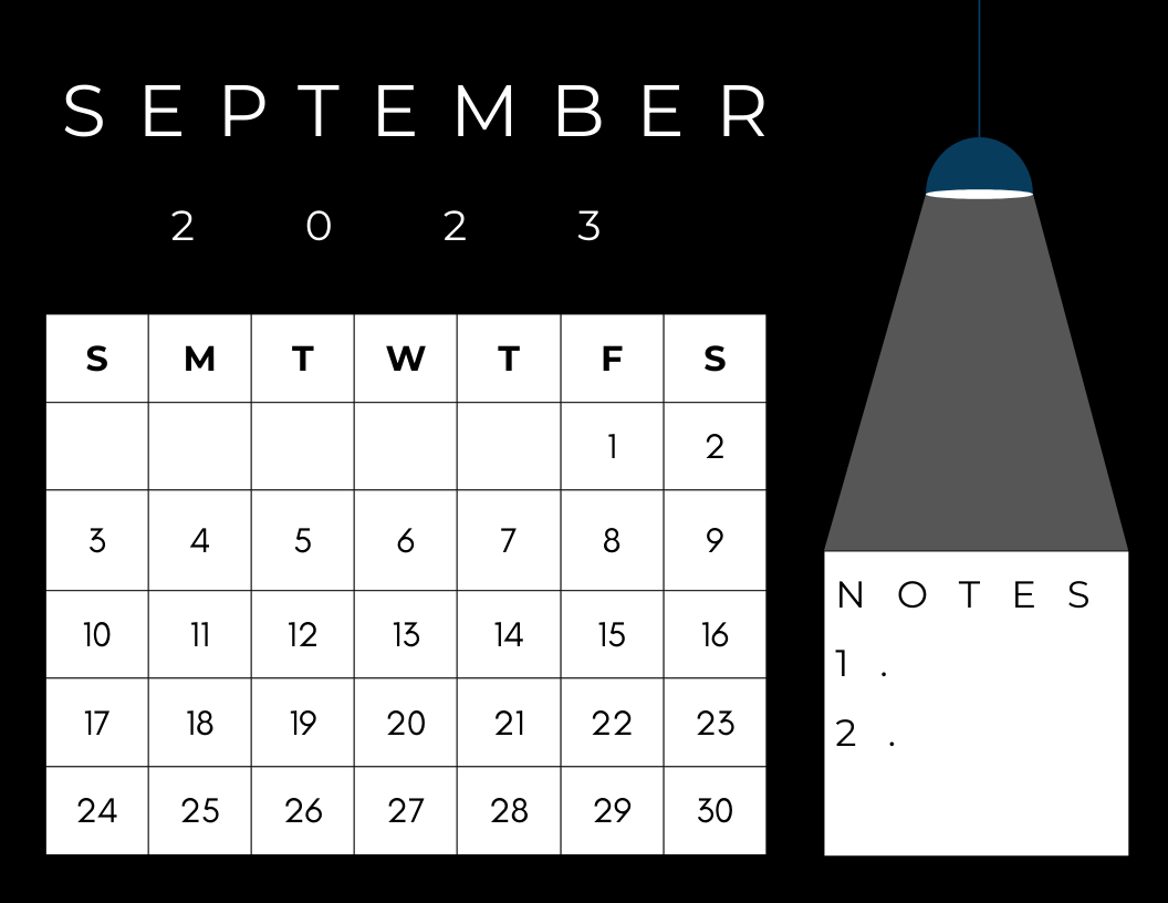 Blank September Calendar 2023