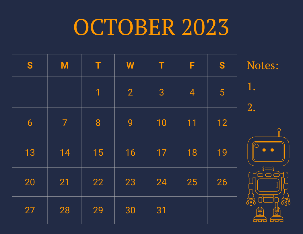 Blank October Calendar 2023