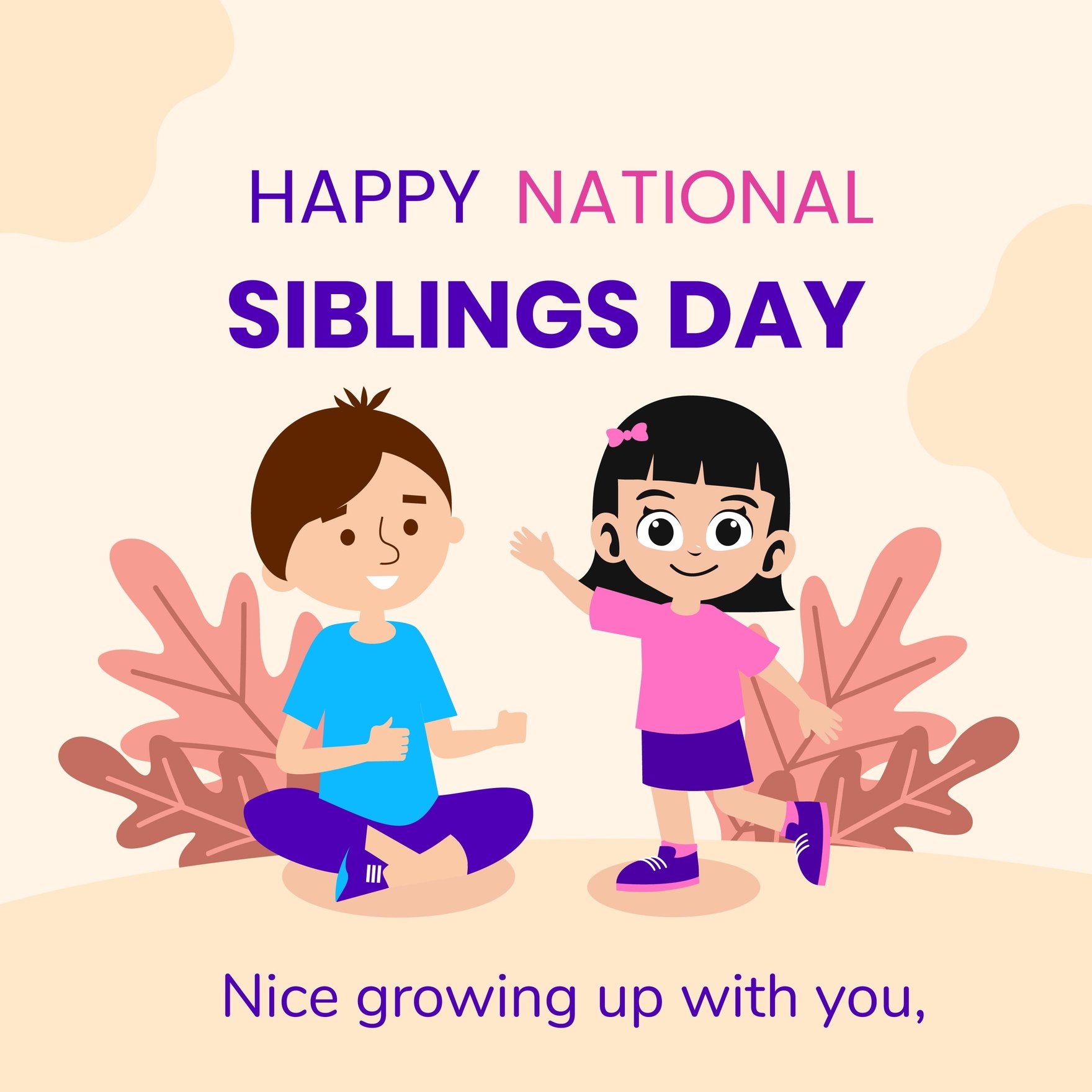 National Siblings Day WhatsApp Post in EPS, JPEG, PSD, Illustrator, PNG