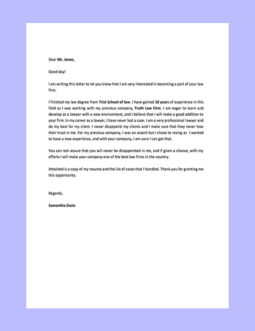 lawyer cover letter for resume