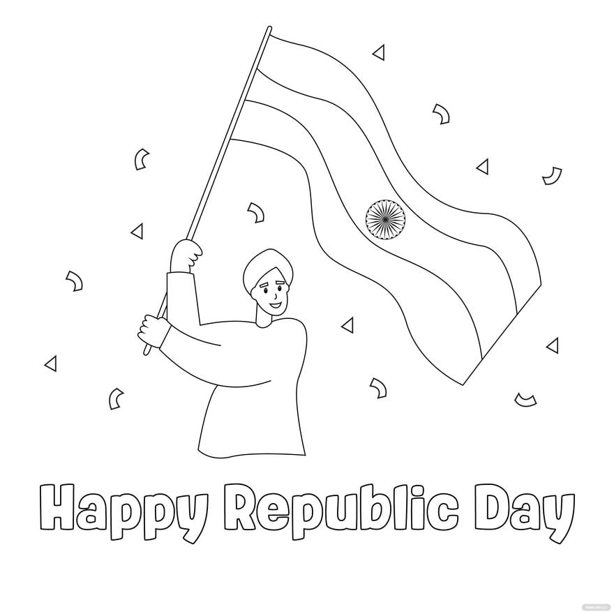 Happy Republic Day Drawing in Illustrator, PSD, EPS, SVG, JPG, PNG