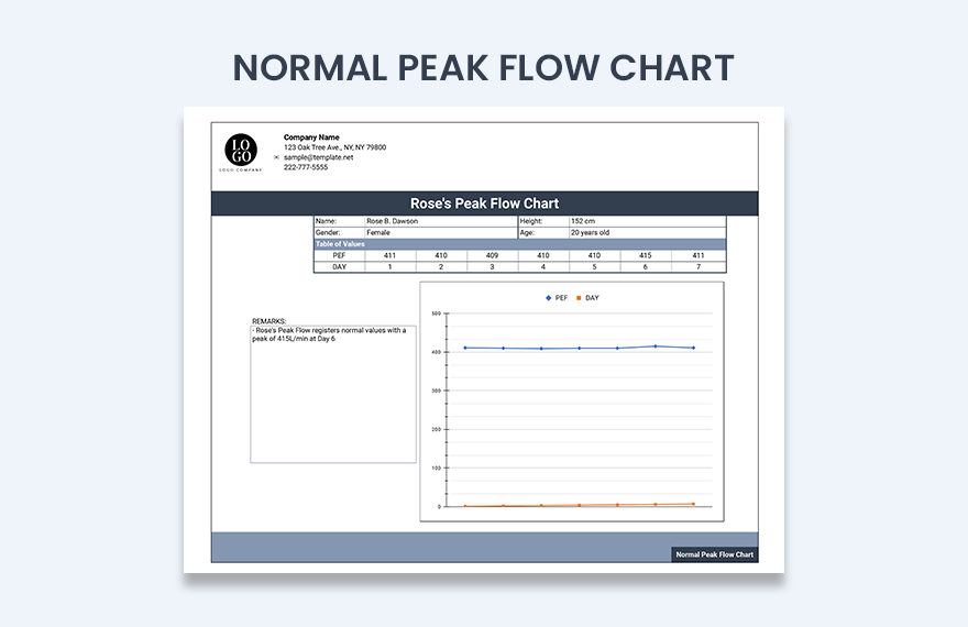 Normal Peak Flow Chart Google Sheets Excel Template