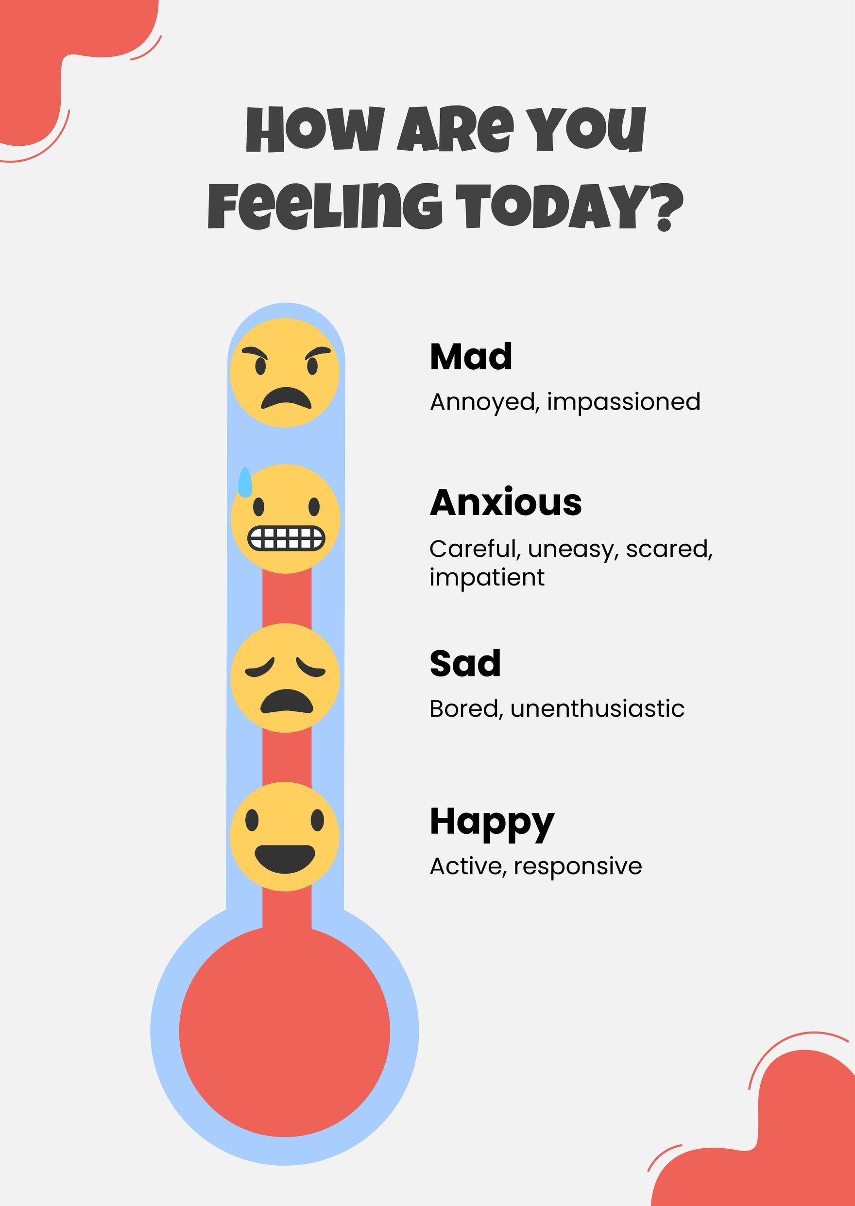 Feelings Thermometer Chart in PDF, Illustrator
