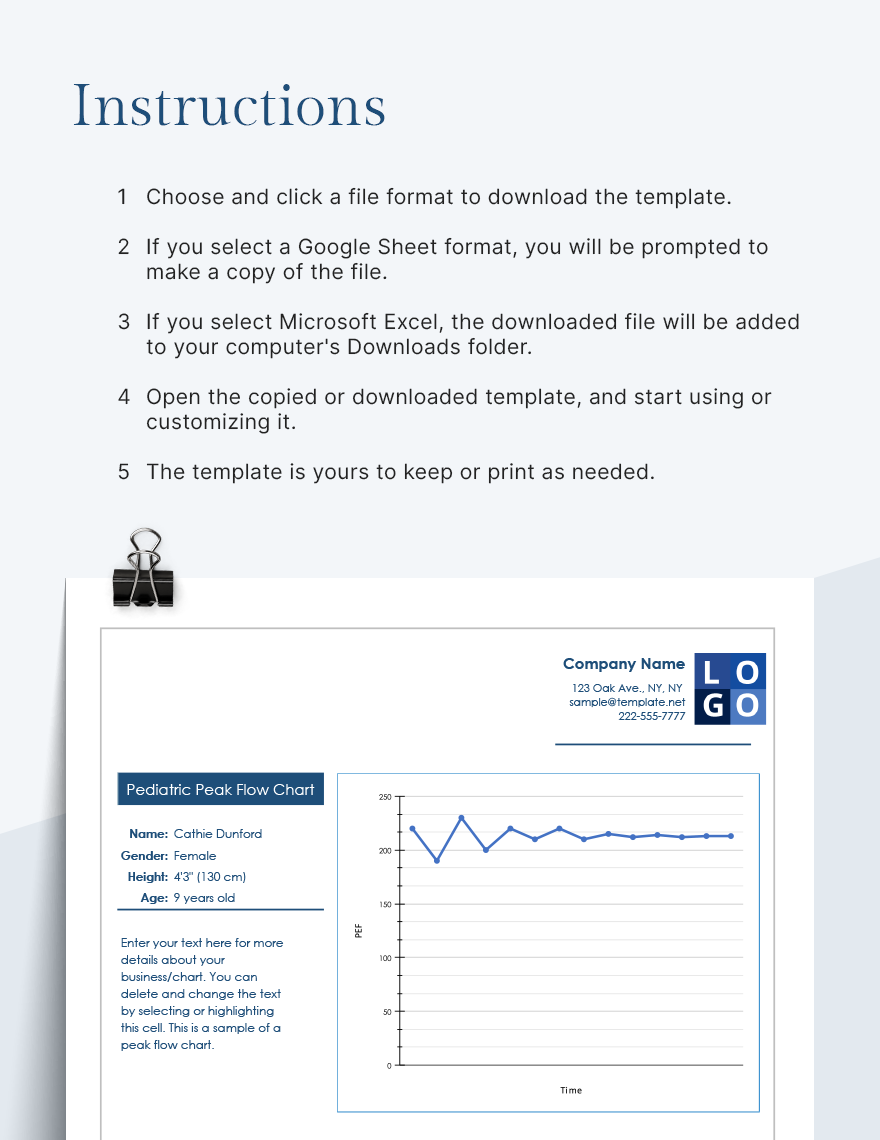 Pediatric Peak Flow Chart - Google Sheets, Excel | Template.net