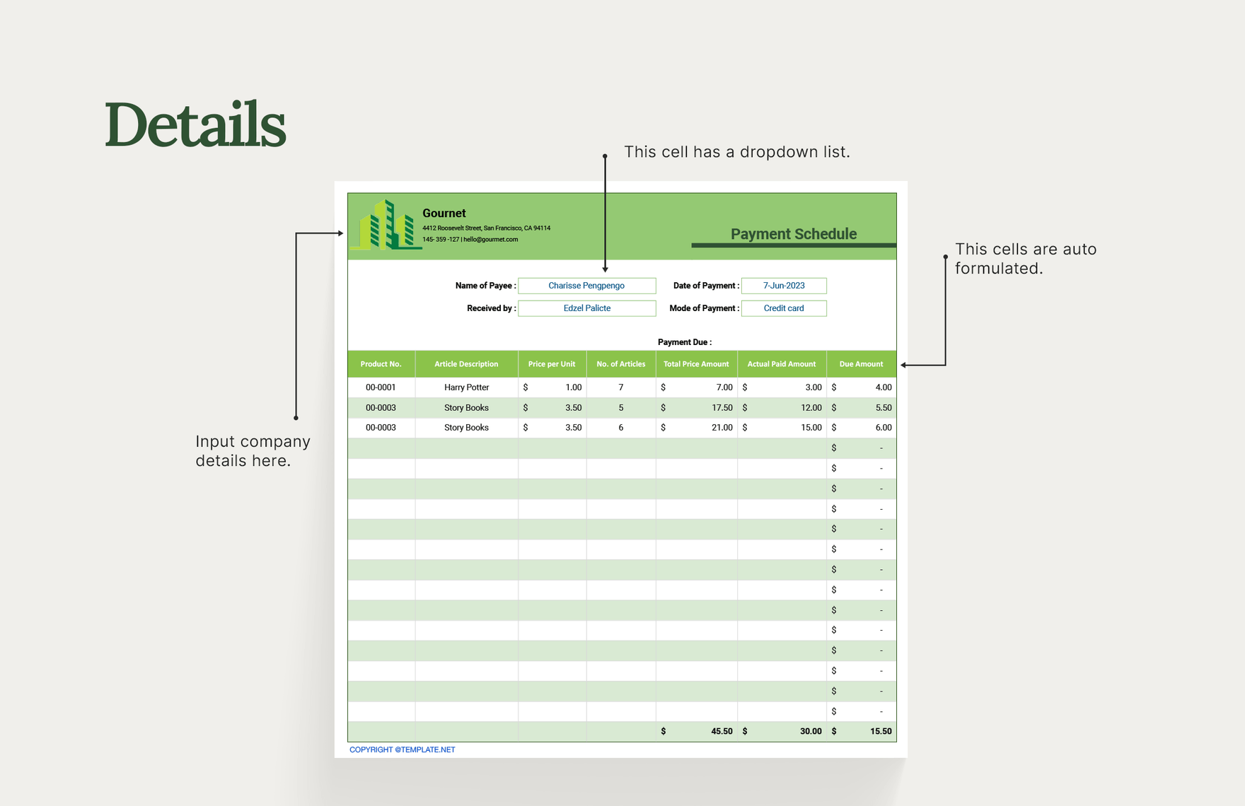 Payment Schedule Template