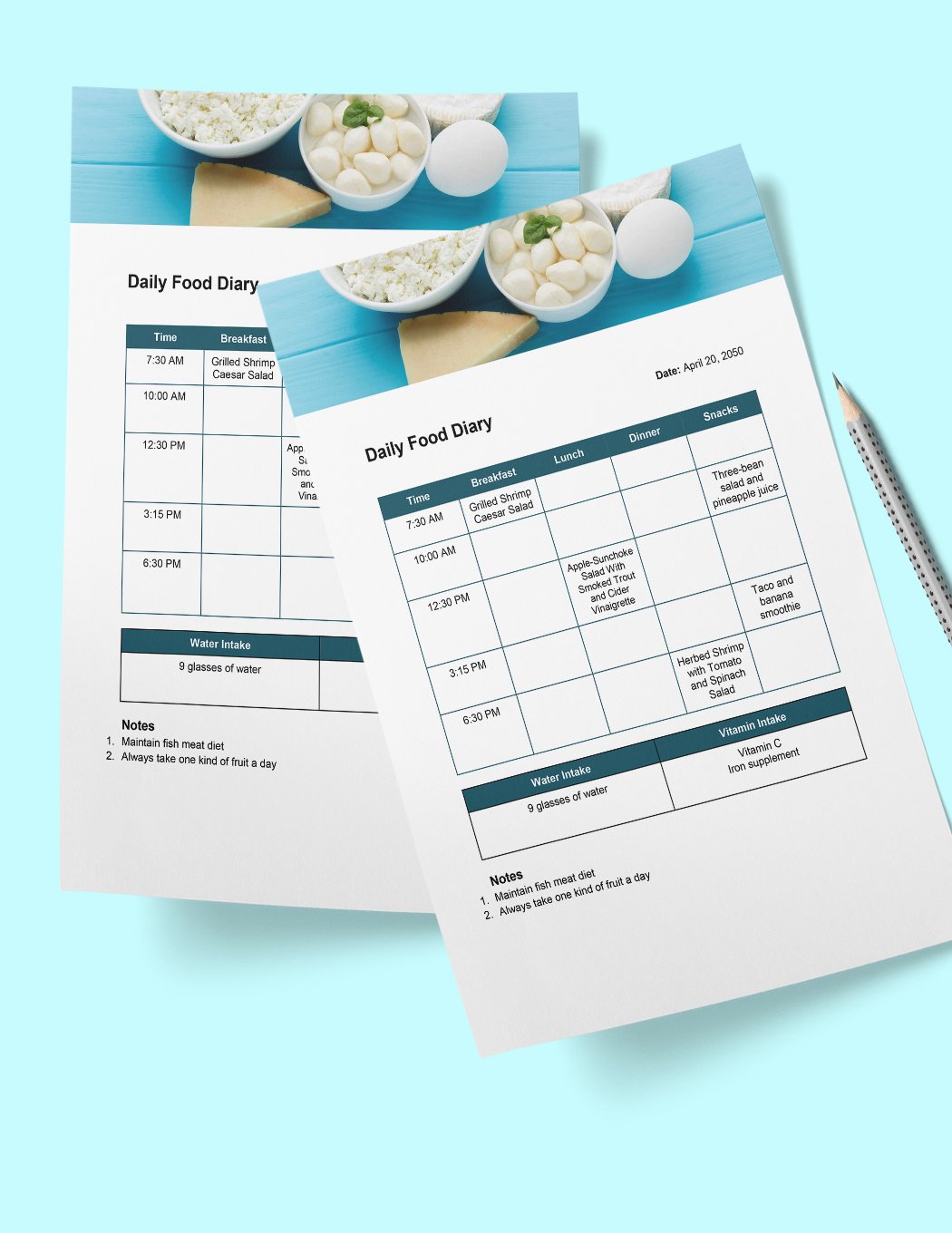 Free Daily Food Diary Template