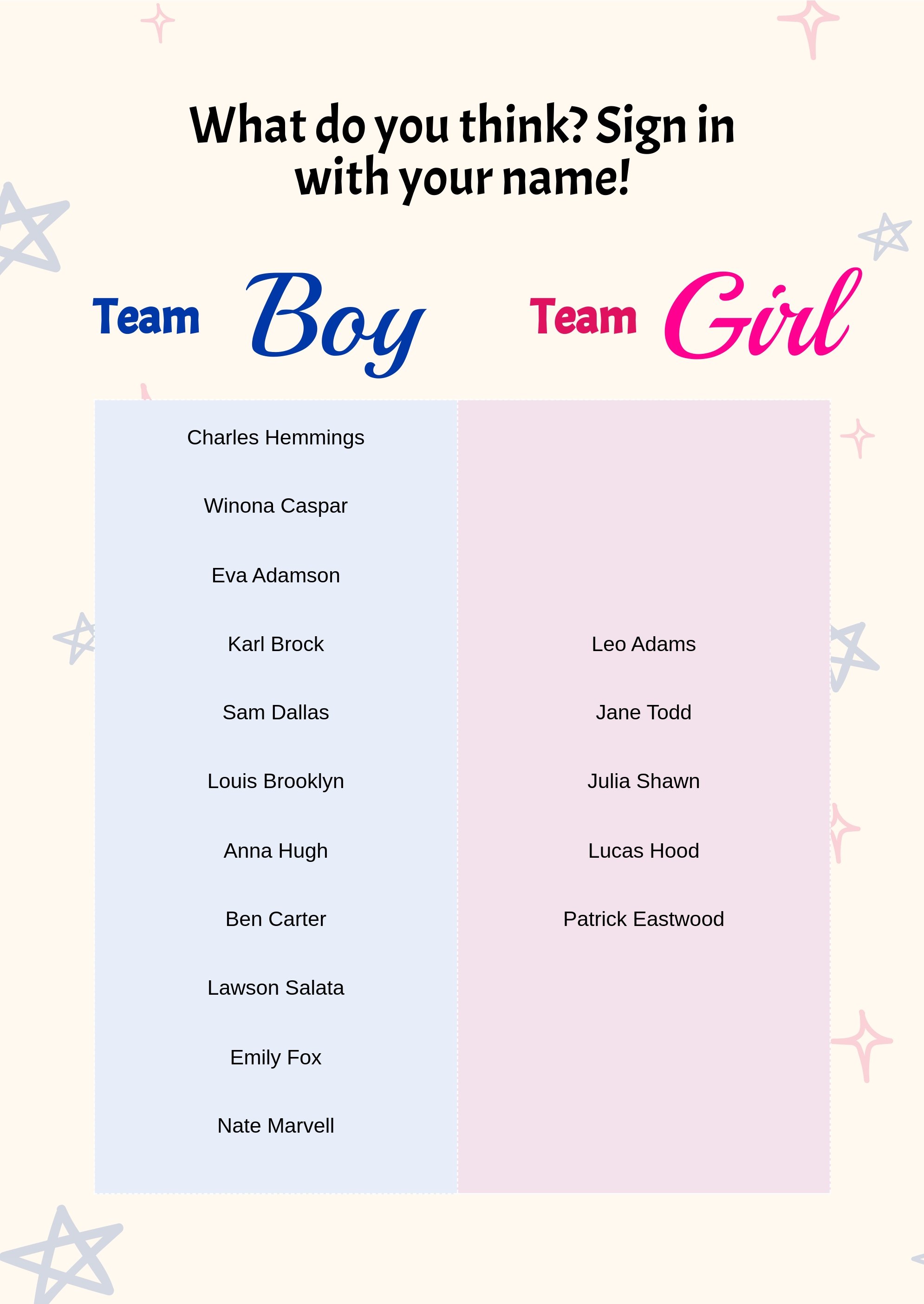 Gender Reveal Boy Or Girl Chart in PDF, Illustrator