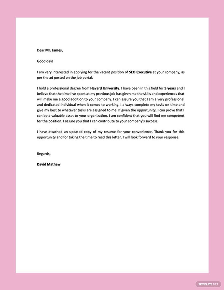 cover letter one page