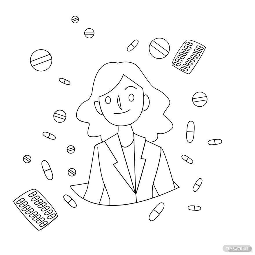 National Pharmacist Day Drawing Vector