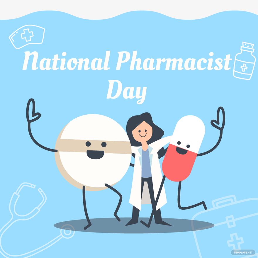 Free National Pharmacist Day Cartoon Vector
