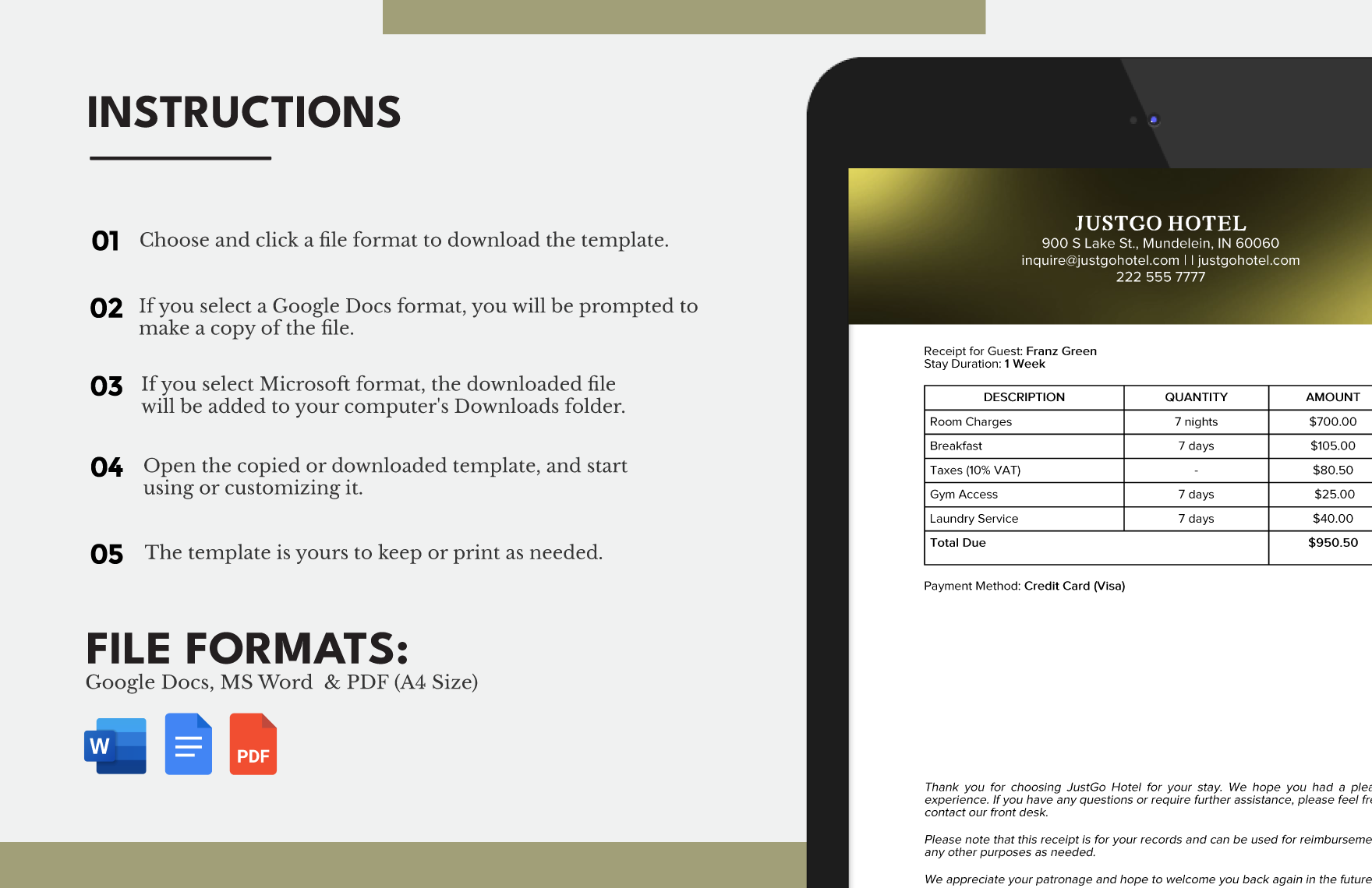 Itemized Receipt Template