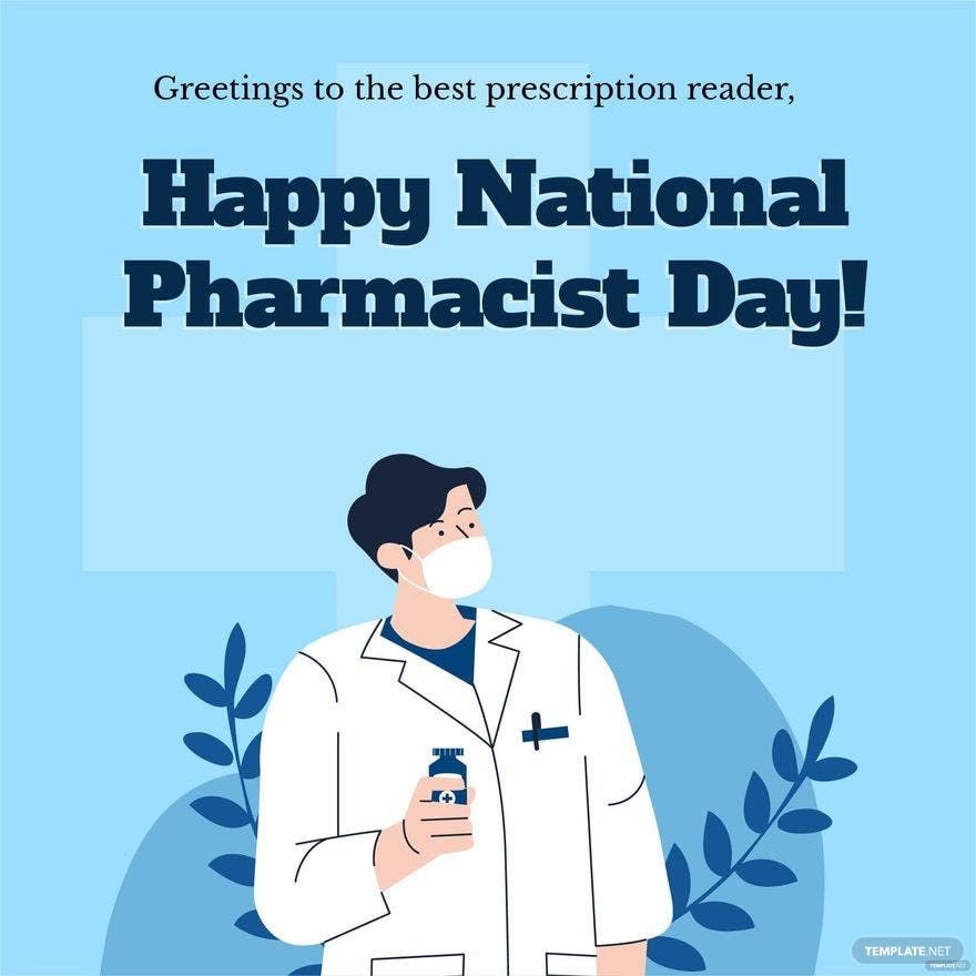Free National Pharmacist Day Wishes Vector in Illustrator, PSD, EPS, SVG, JPG, PNG