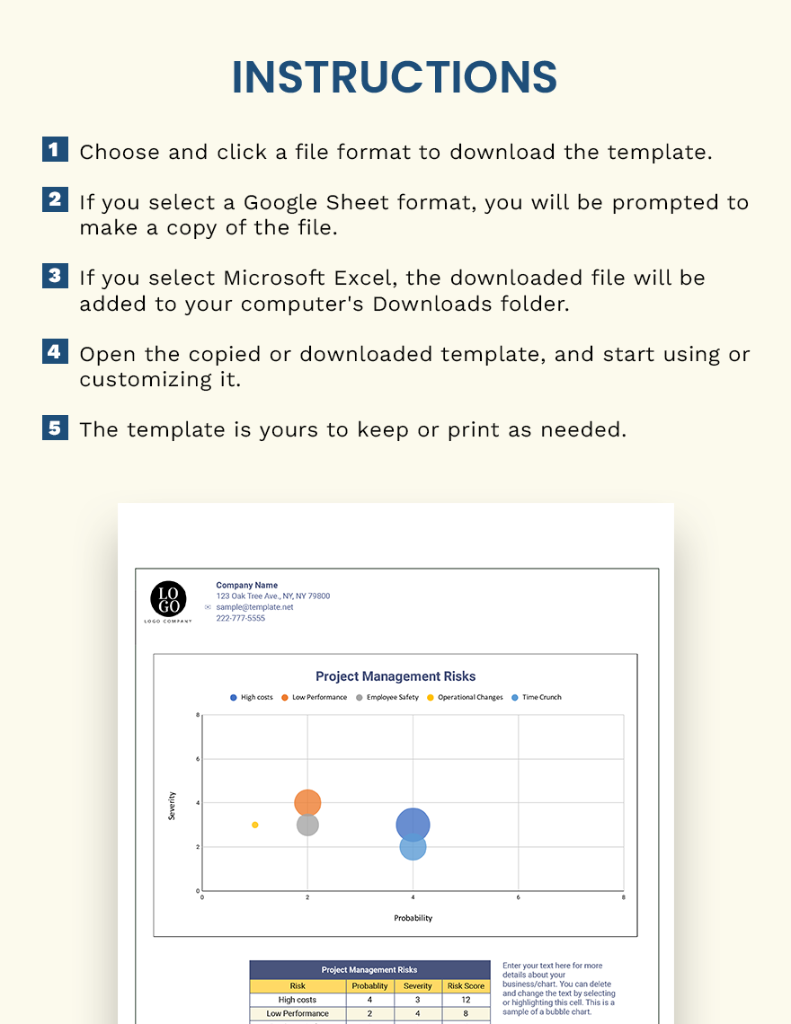 Free Risk Chart Project Management - Download in Excel, Google Sheets ...