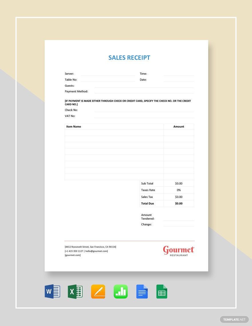 receipts templates designs docs free downloads template net