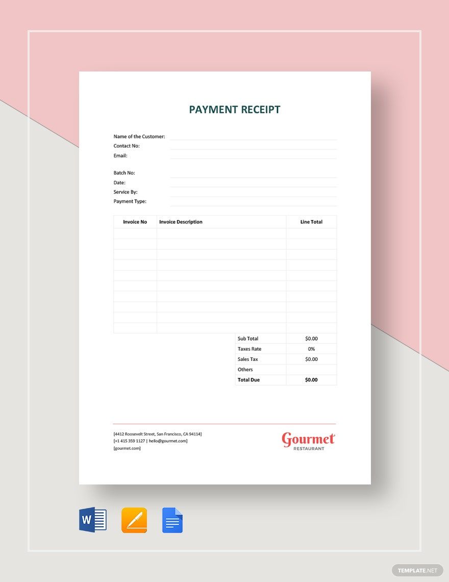 Free Receipt Template Pages