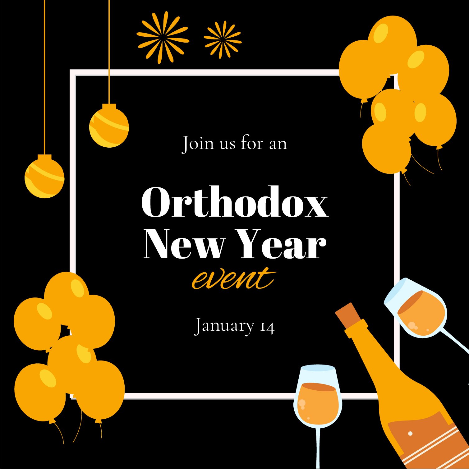 Free Orthodox New Year Flyer Vector