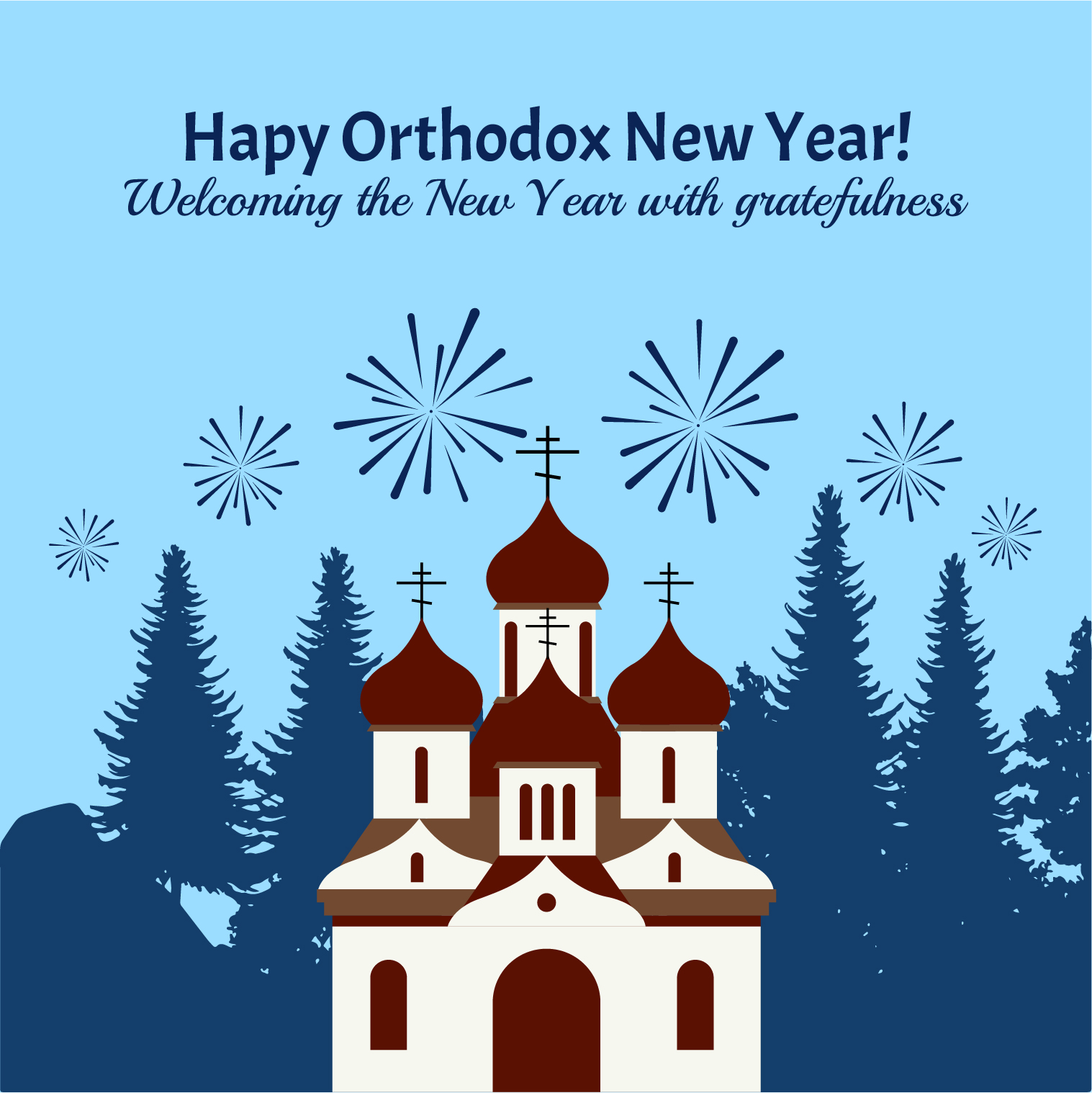 Orthodox New Year Poster Vector in EPS, Illustrator, JPG, PSD, PNG, SVG