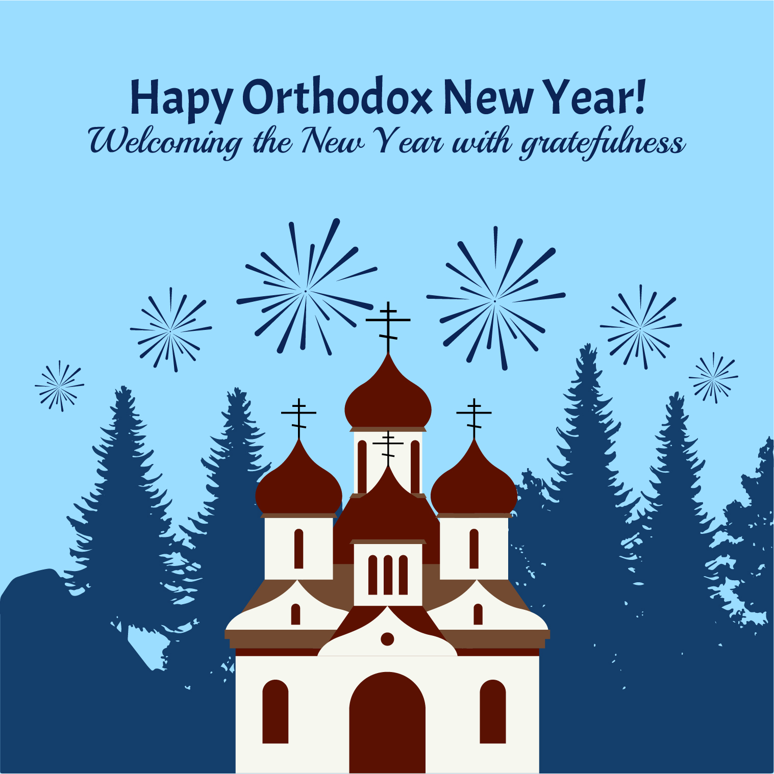 Orthodox New Year Poster Vector