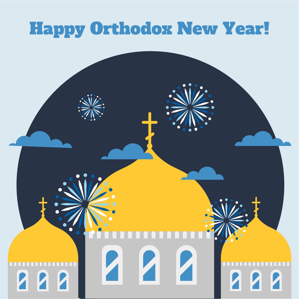 Happy Orthodox New Year Vector