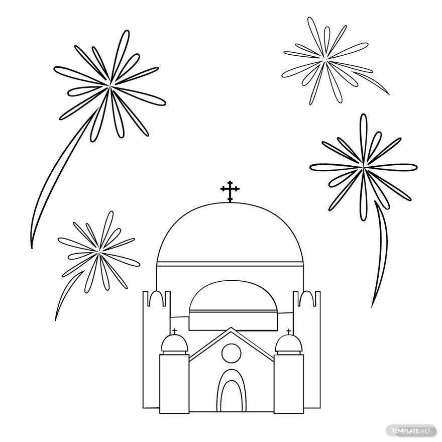 Orthodox New Year Drawing Vector