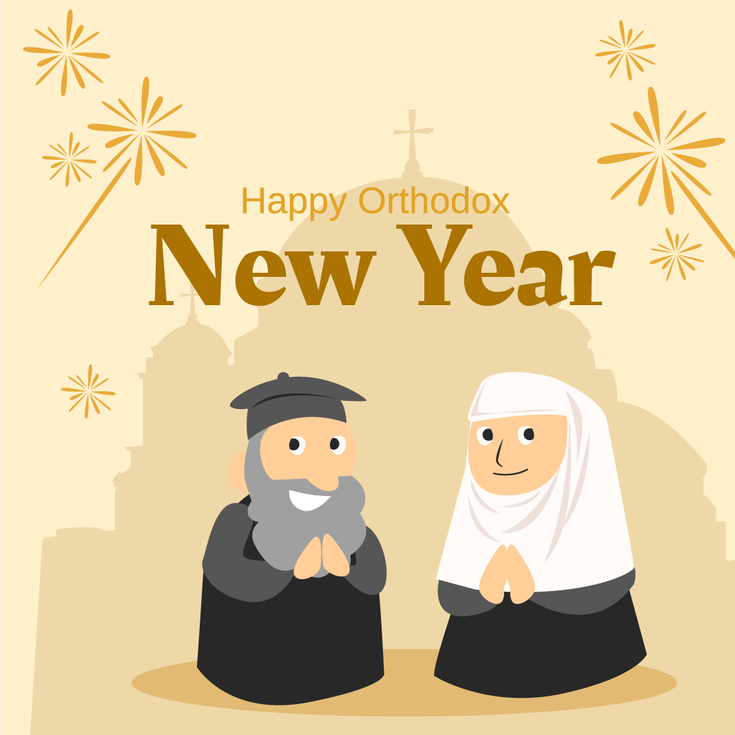 Orthodox New Year Cartoon Vector in Illustrator, PSD, EPS, SVG, JPG, PNG