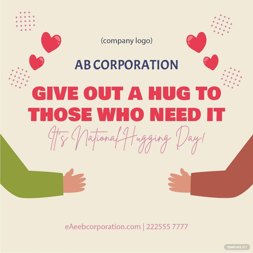 Free National Hugging Day Flyer Vector