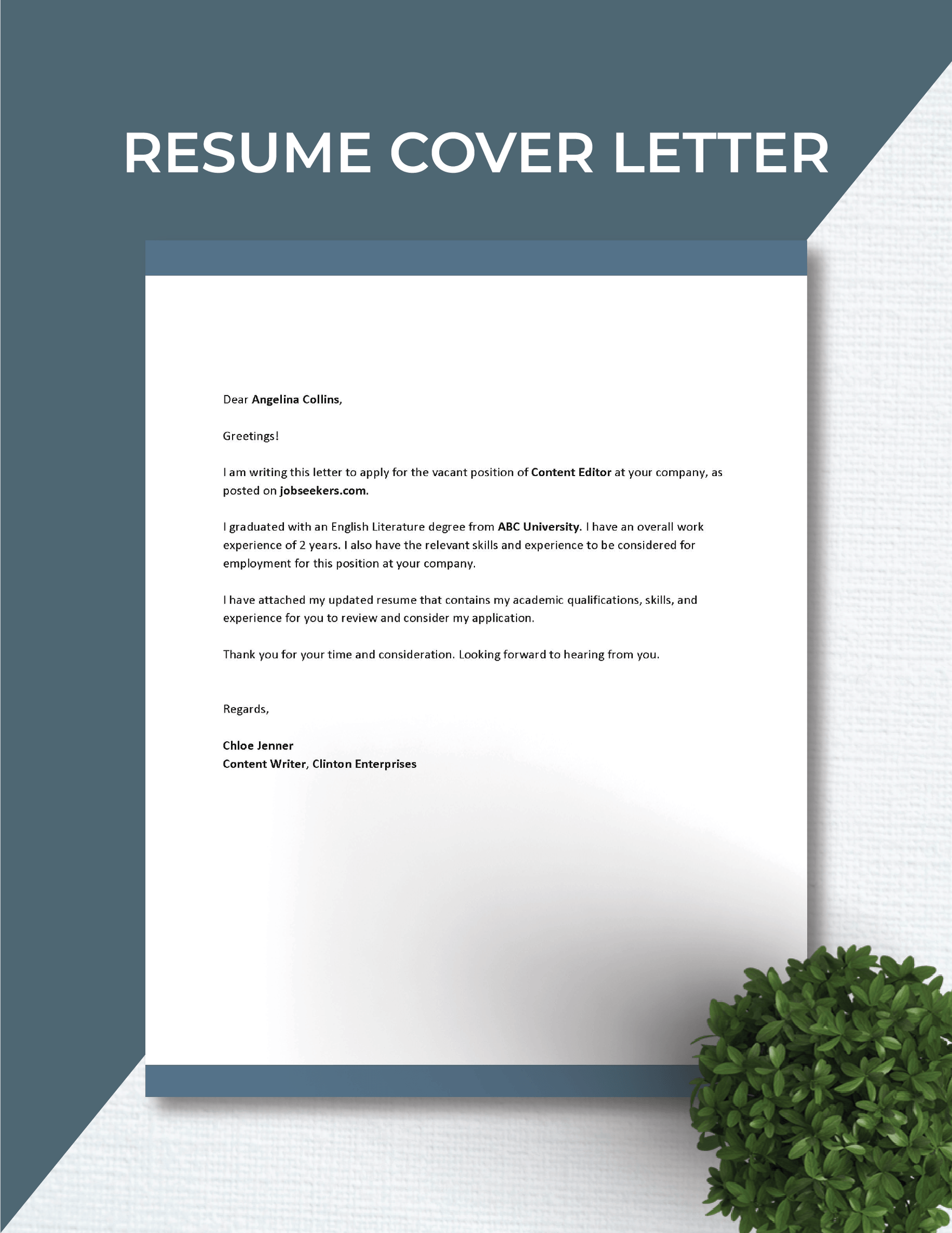 Resume Cover Letter