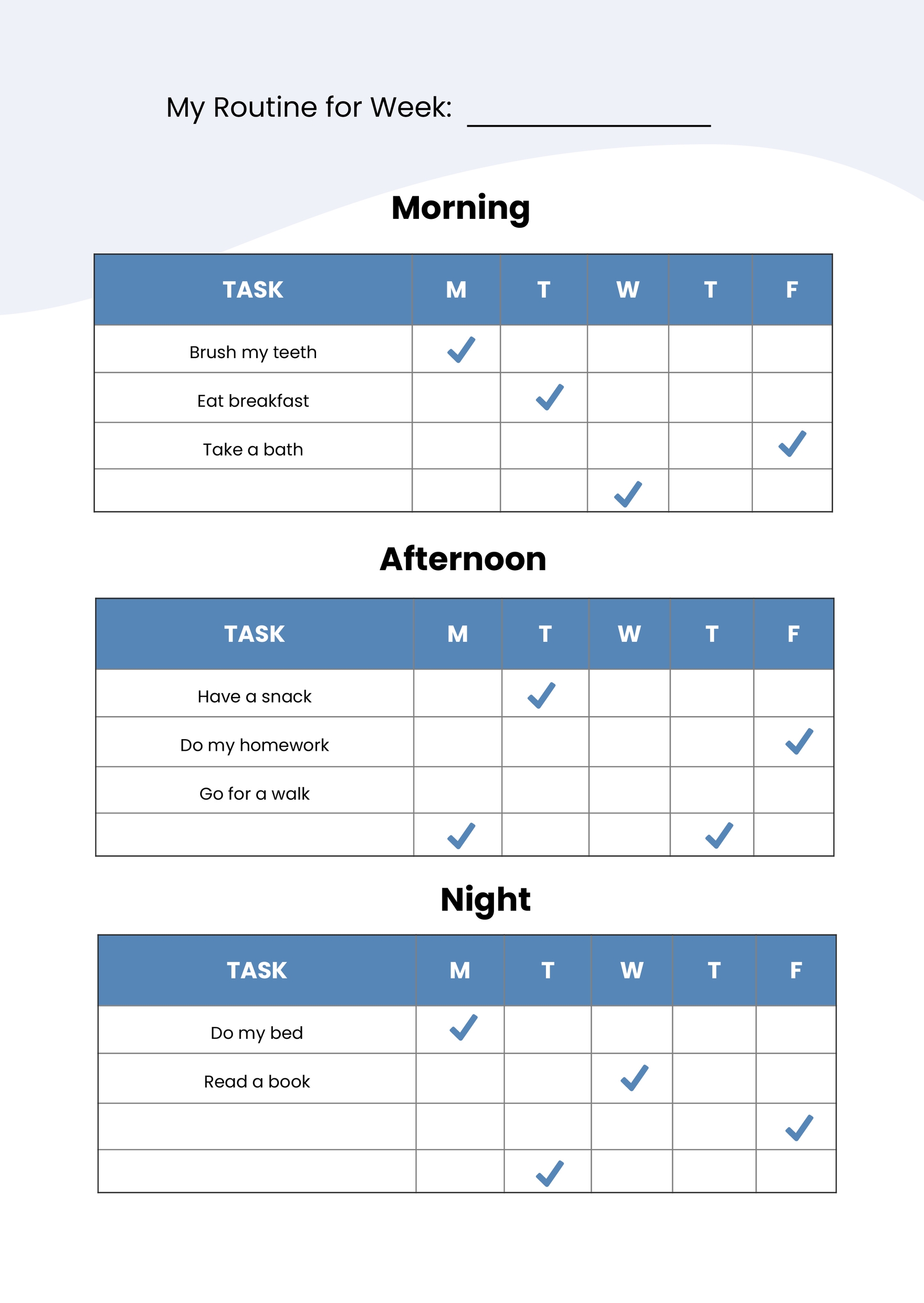 Routine Chart in PDF, Illustrator