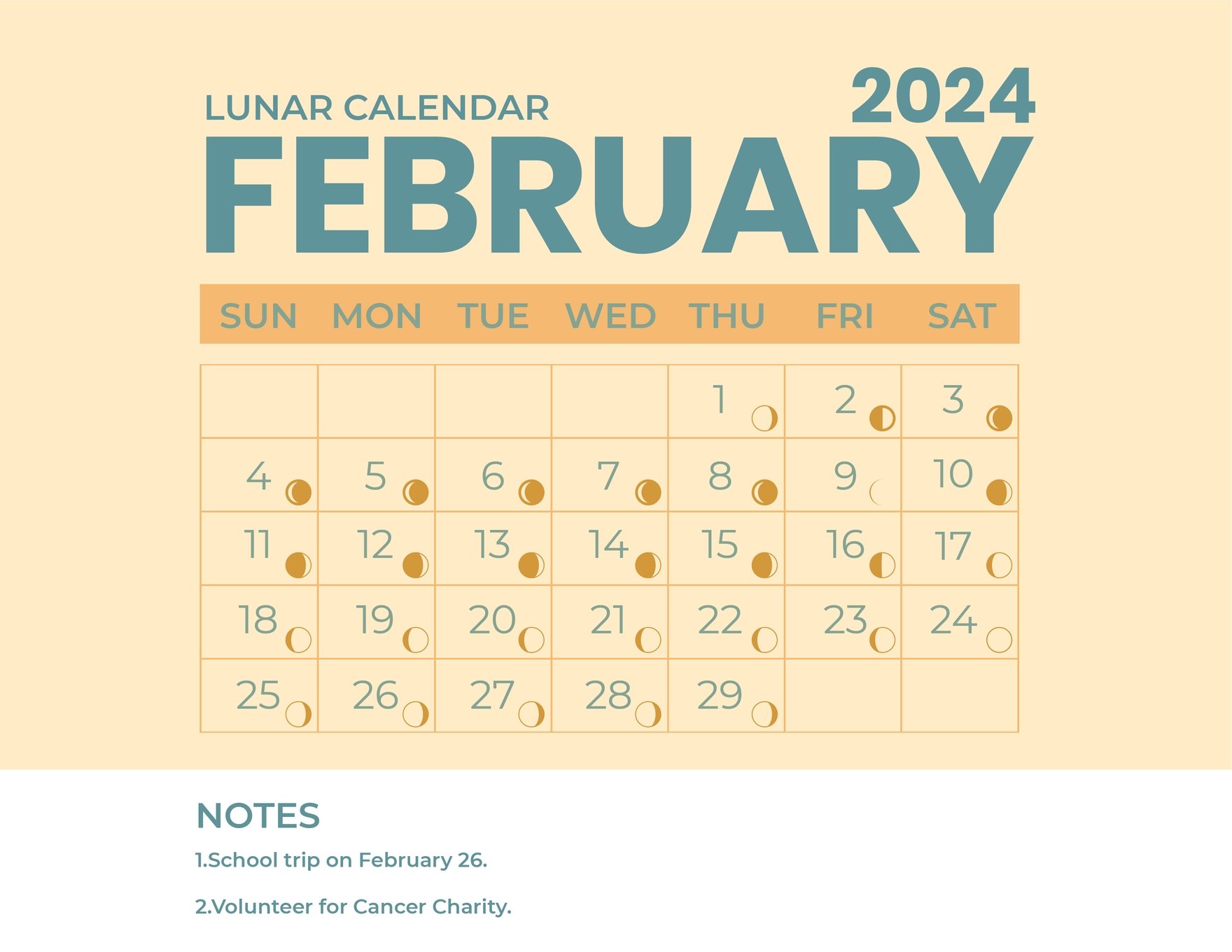Lunar Calendar February 2024