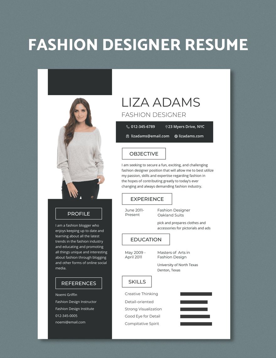 Fashion Designers Resume