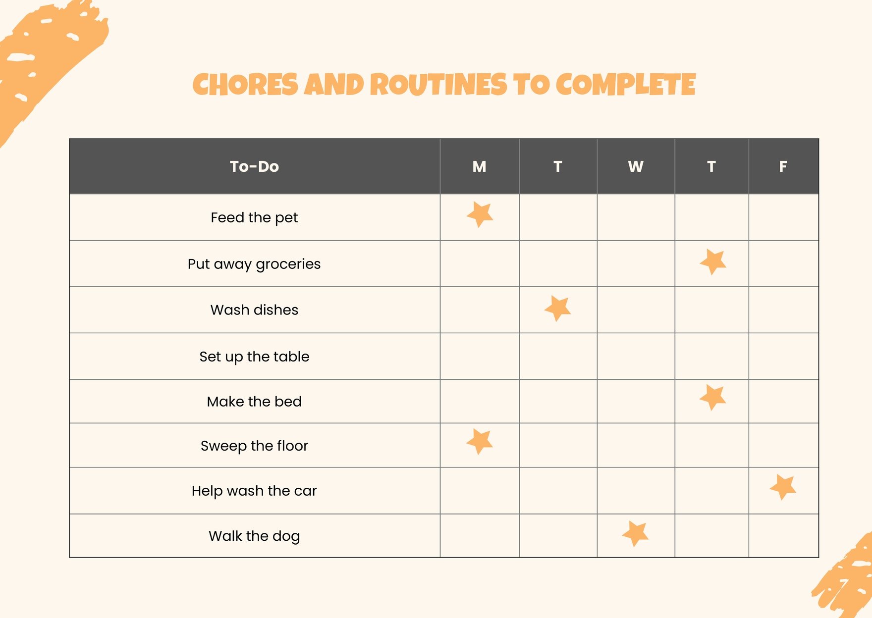 Chore And Routine Chart For Young Children