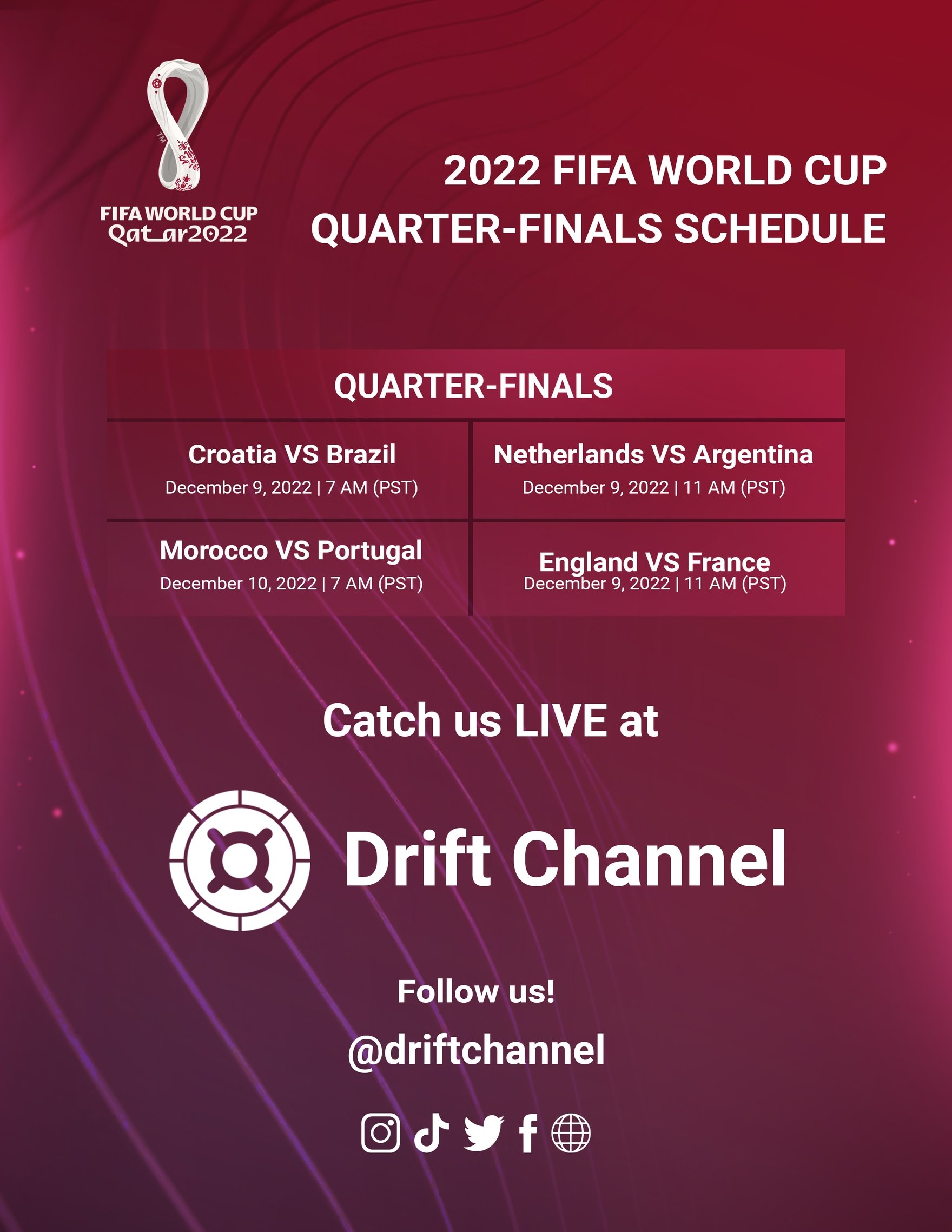 FIFA World Cup 2022 Quarter-Finals Schedule Flyer