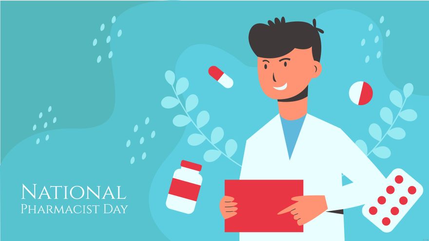 Free National Pharmacist Day Design Background in PDF, Illustrator, PSD, EPS, SVG, JPG, PNG