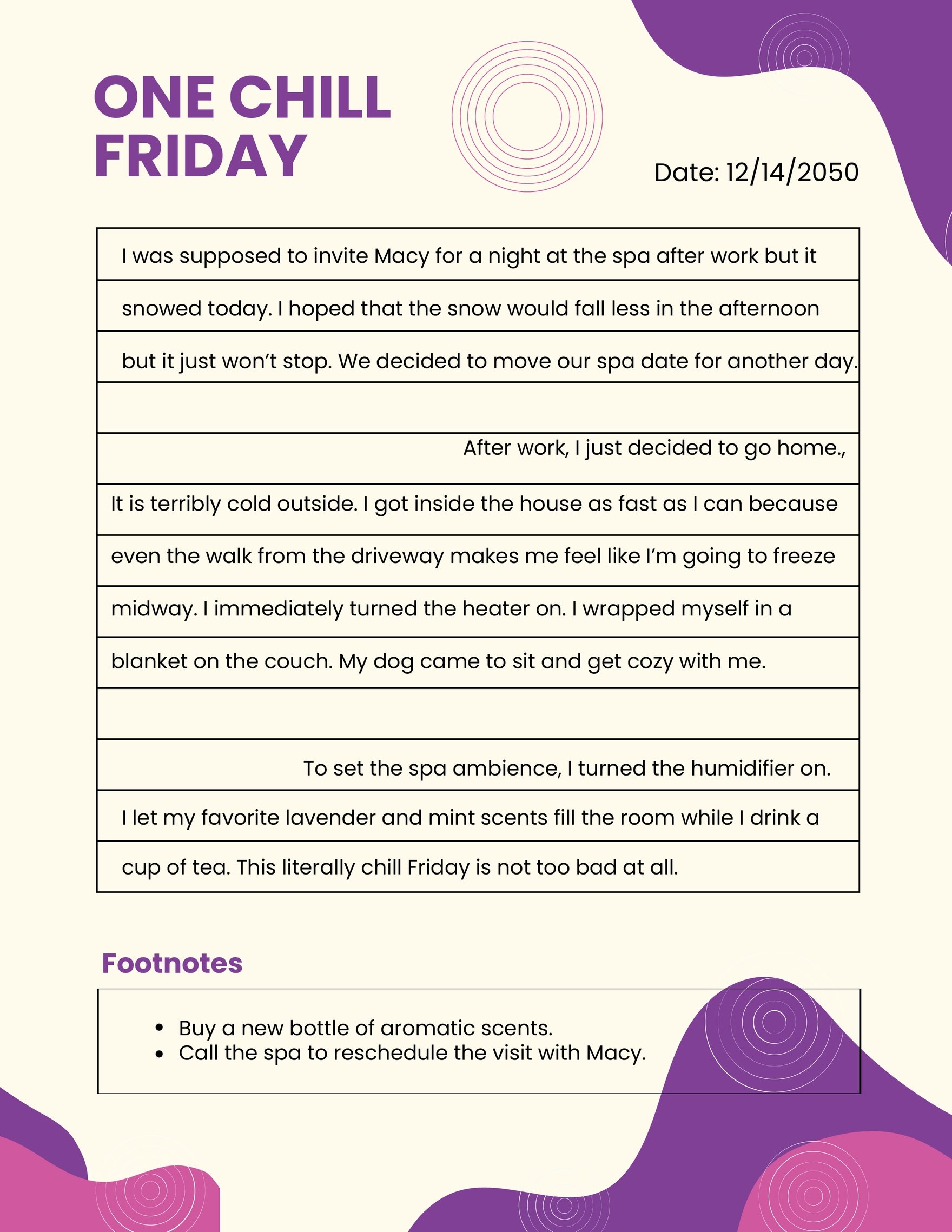 Daily Diary Template