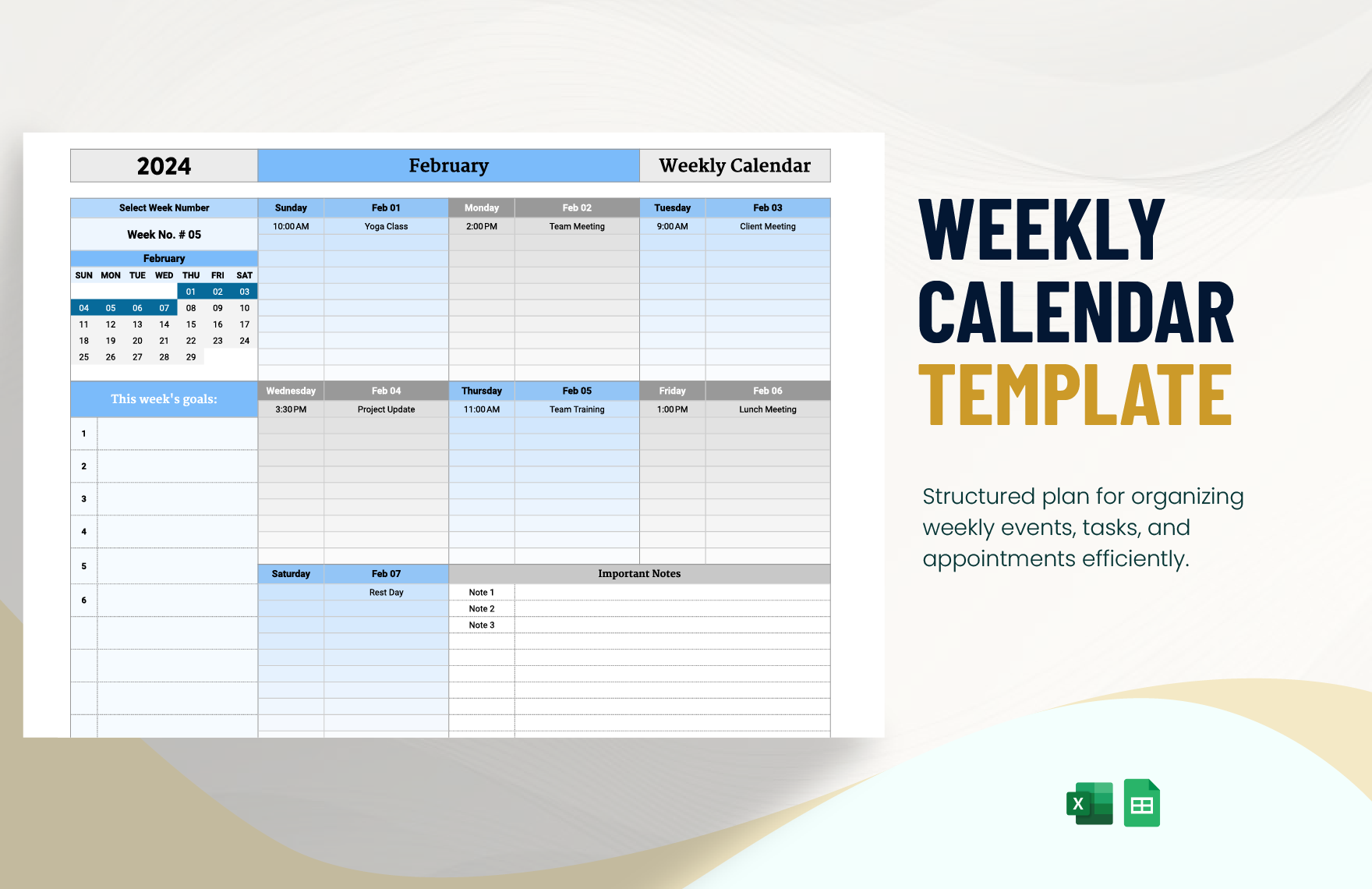Weekly Calendar Template