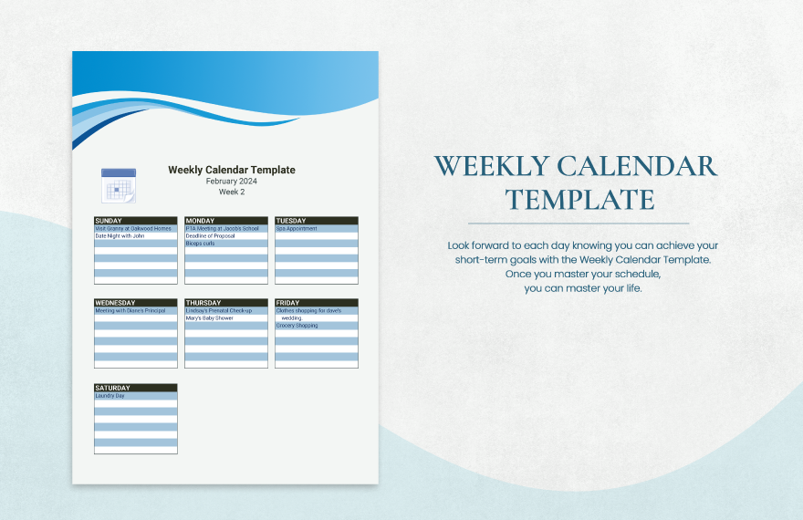 Weekly Calendar Template Google Sheets Excel Template net