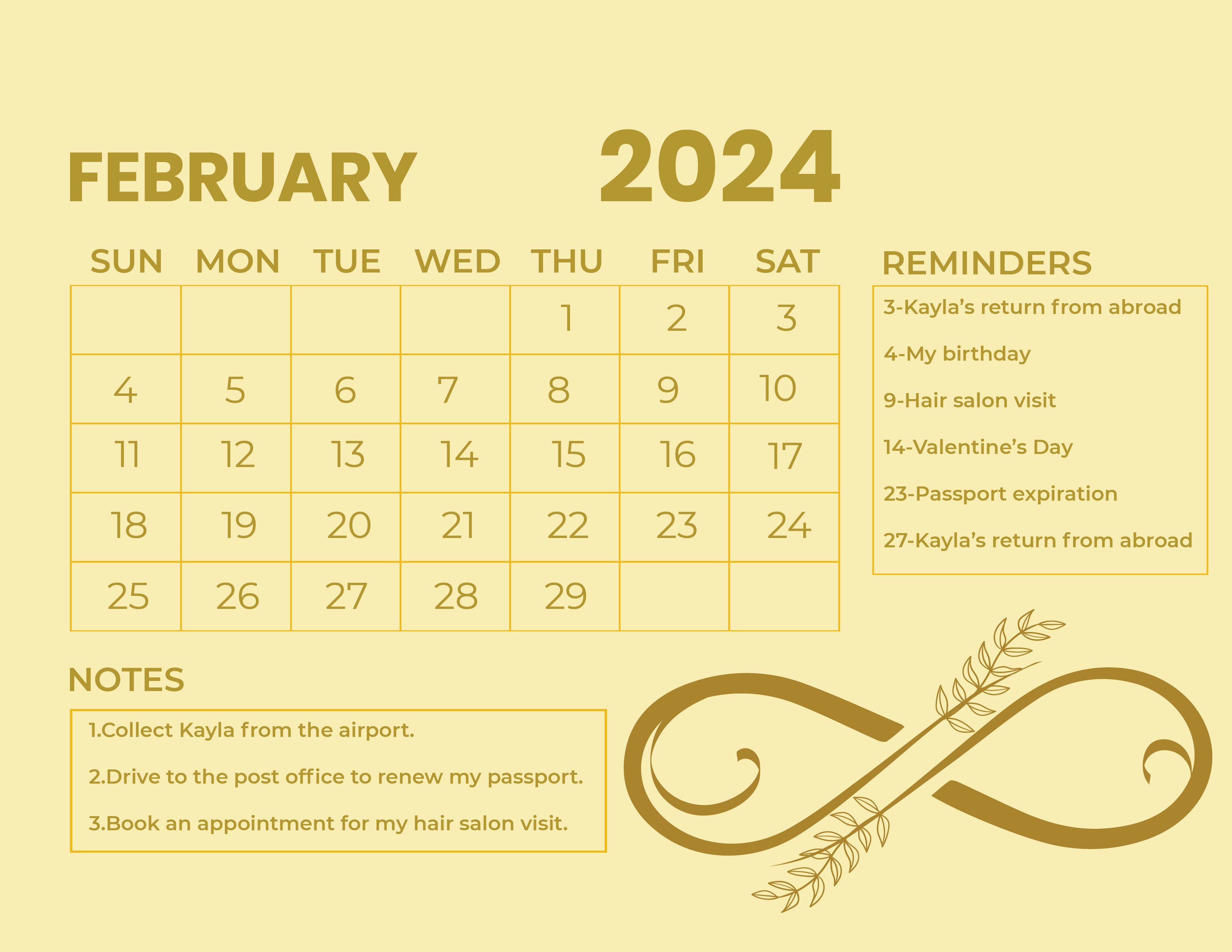Free Fancy February 2023 Calendar Download in Word, Google Docs