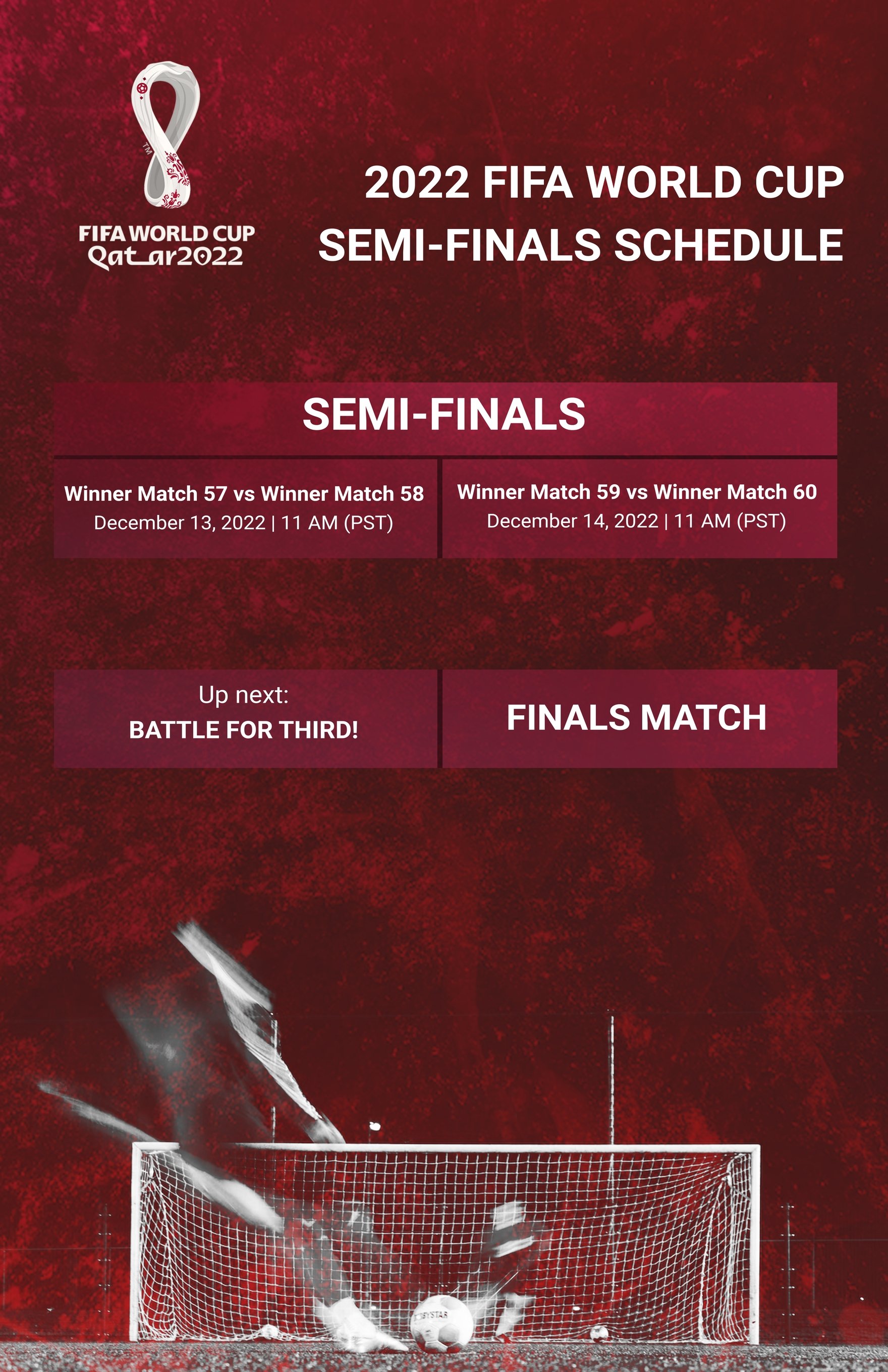 FIFA World Cup 2022 Semi-Finals Schedule Poster