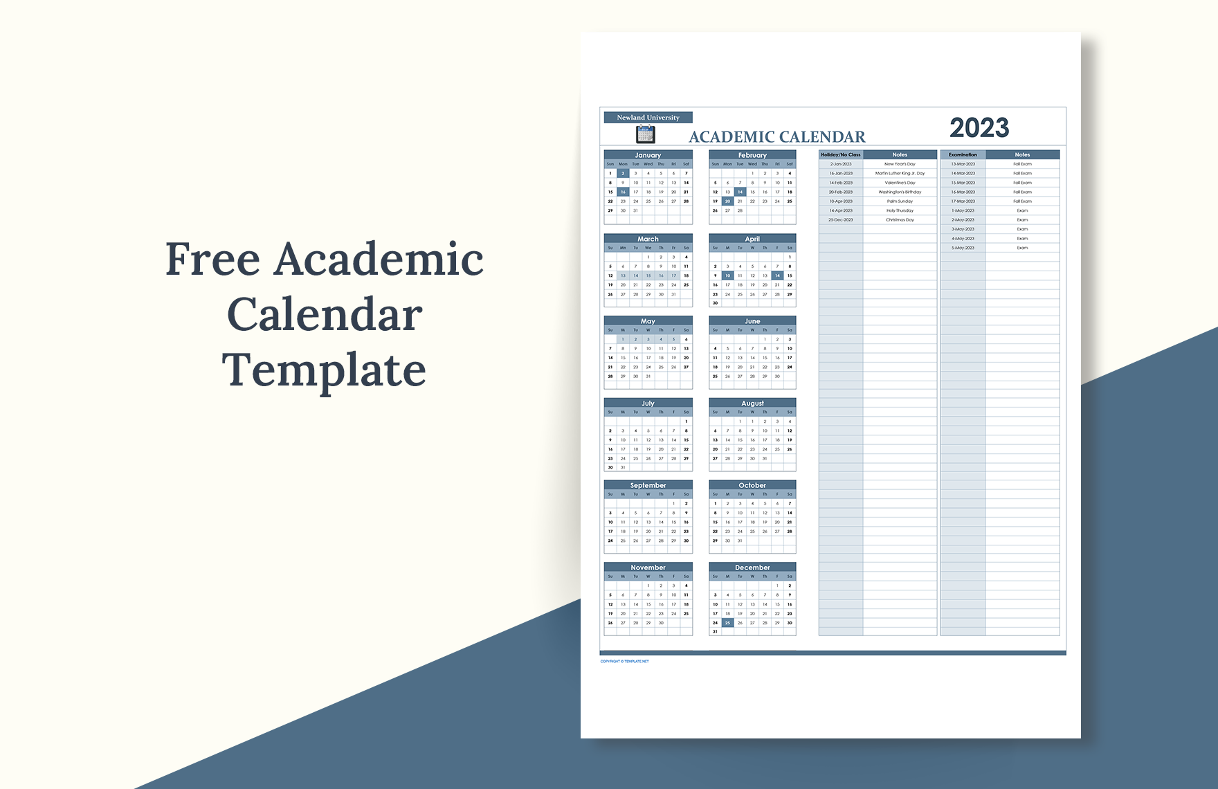 Free Academic Calendar